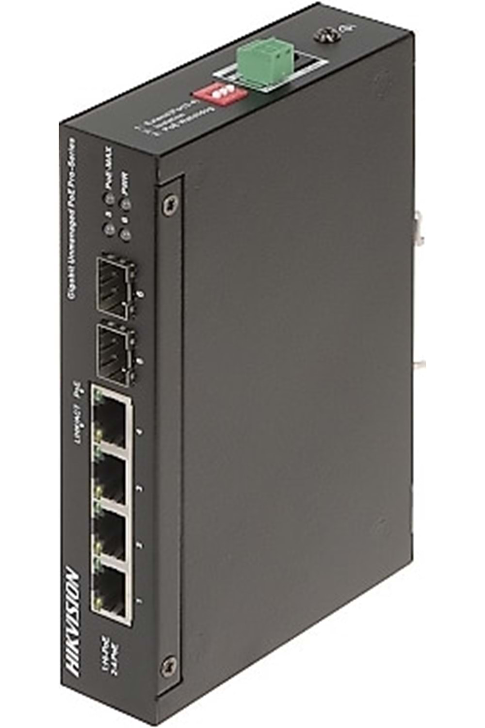HIKVISION DS-3T0506HP-E-HS 4 Port Gigabt poe x 2port SFP Endüstriyel poe switch 65W Metal Kasa