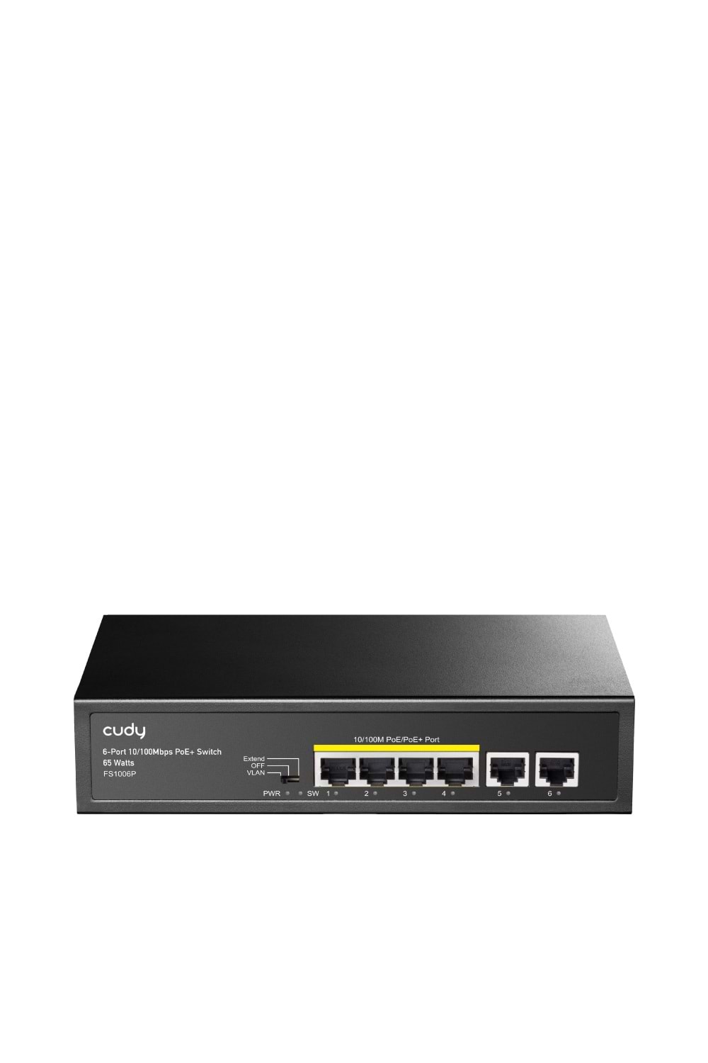 CUDY FS1006P 4+2 PORT 10-100 YÖNETİLMEZ DESKTOP(4 PORT POE+) 60W(TEK PORTTA 30W DESTEĞİ)SWİTCH