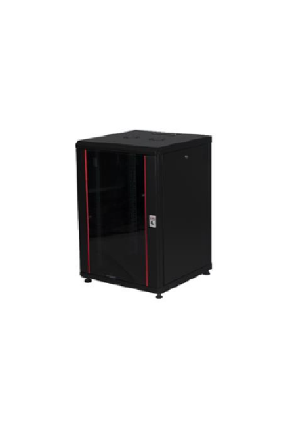 LANDE LN-PR22U6060-BL-121 MONTAJLI 22U W600MM X D600 PROLINE300 SERISI DIKILI TIP KABINET (SIYAH) (ON TEK ACILIM CITALI CAM/C - ARKA TEK ACILIM MENTESELI METAL/G