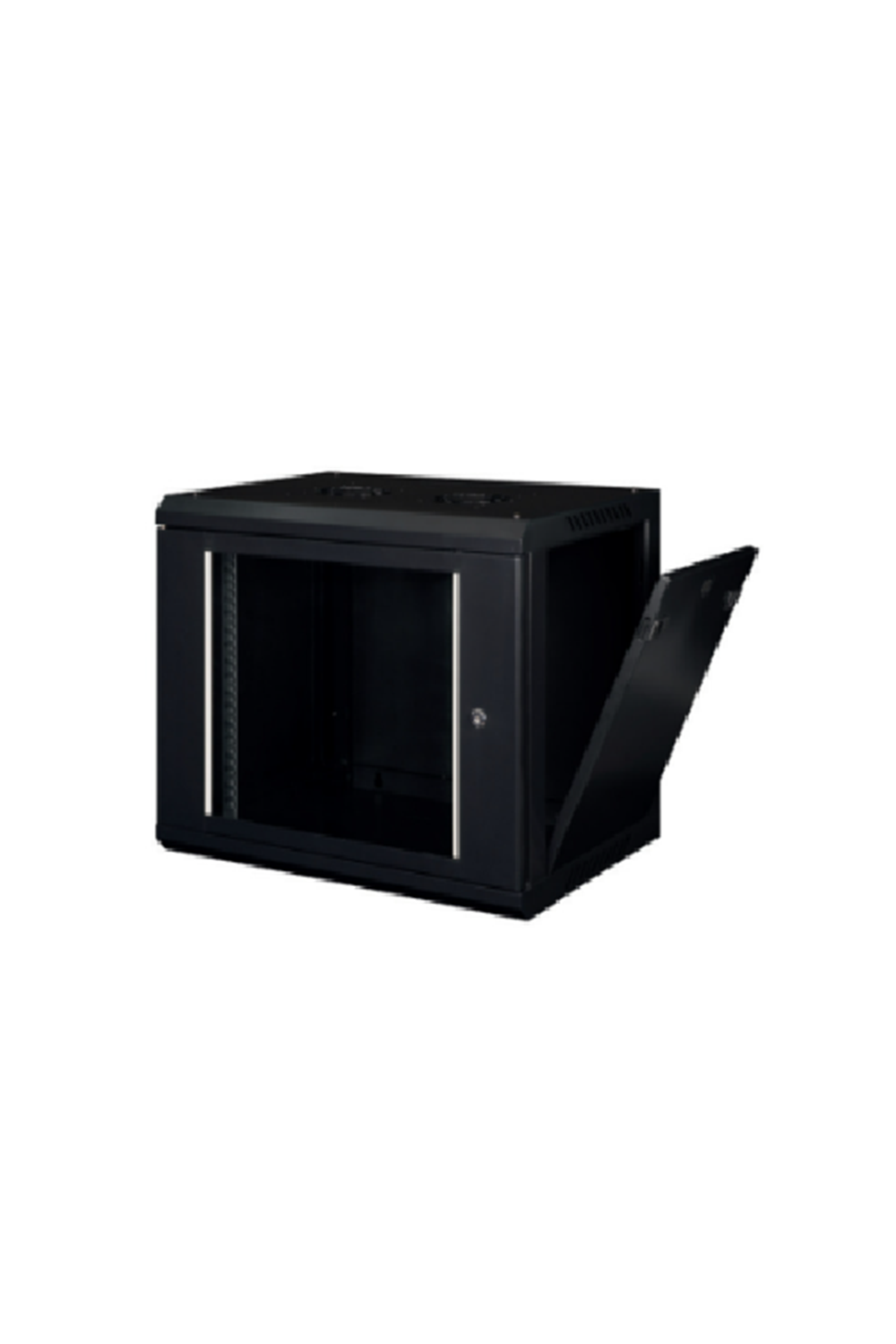 LANDE LN-WB-06U6060-BL-F DEMONTE 6U 19INCH PROLINEB YENI SERI DUVAR TIPI KABINETW600XD600MM RAL 9005 SIYAH CAMLI ON KAPAKLI-WBS -4ADET19INCH CIHAZ DIKME 2 ONDE-2 ARKADA