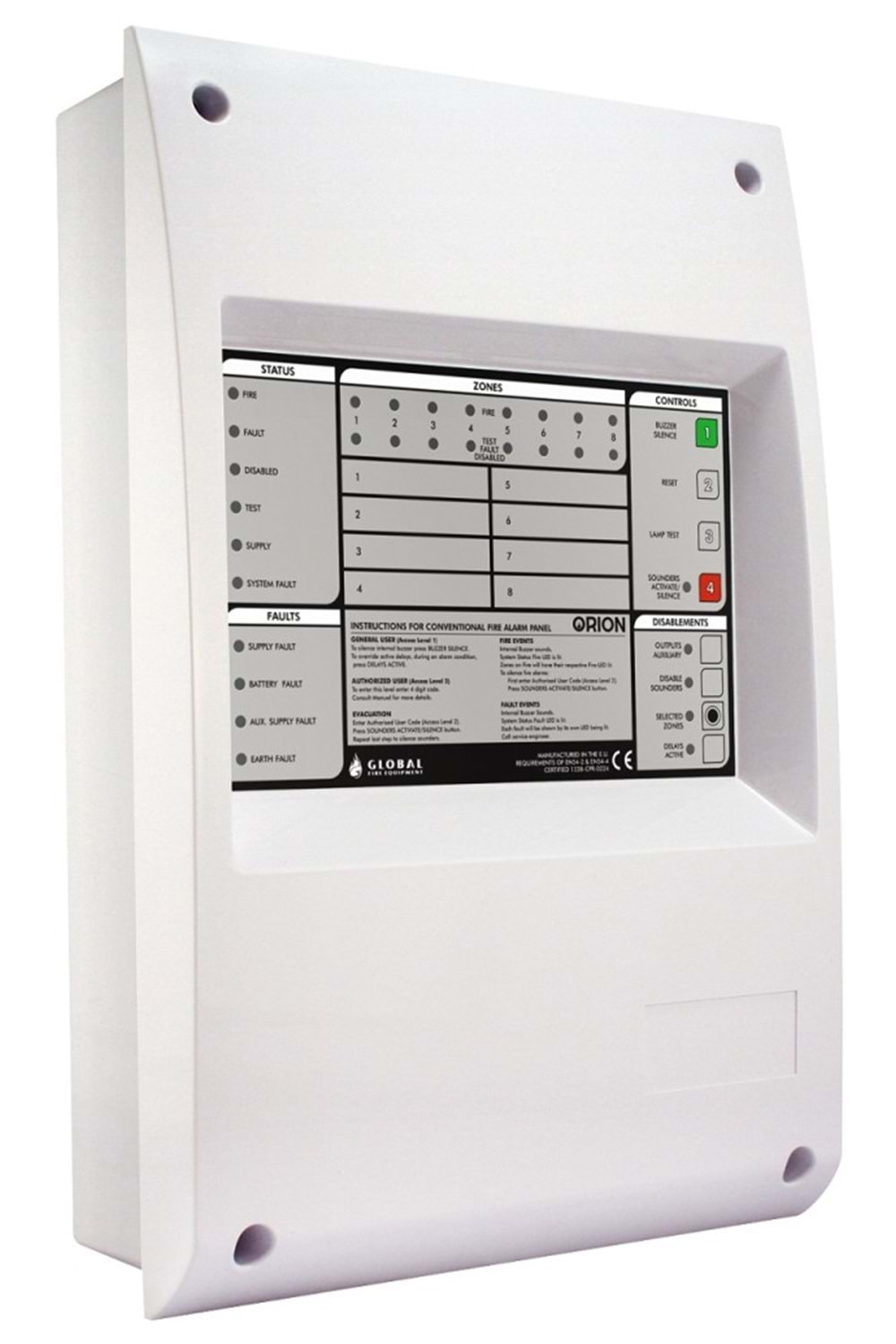 GLOBAL ORION 4 ZONLU YANGIN ALARM KONTROL PANELİ