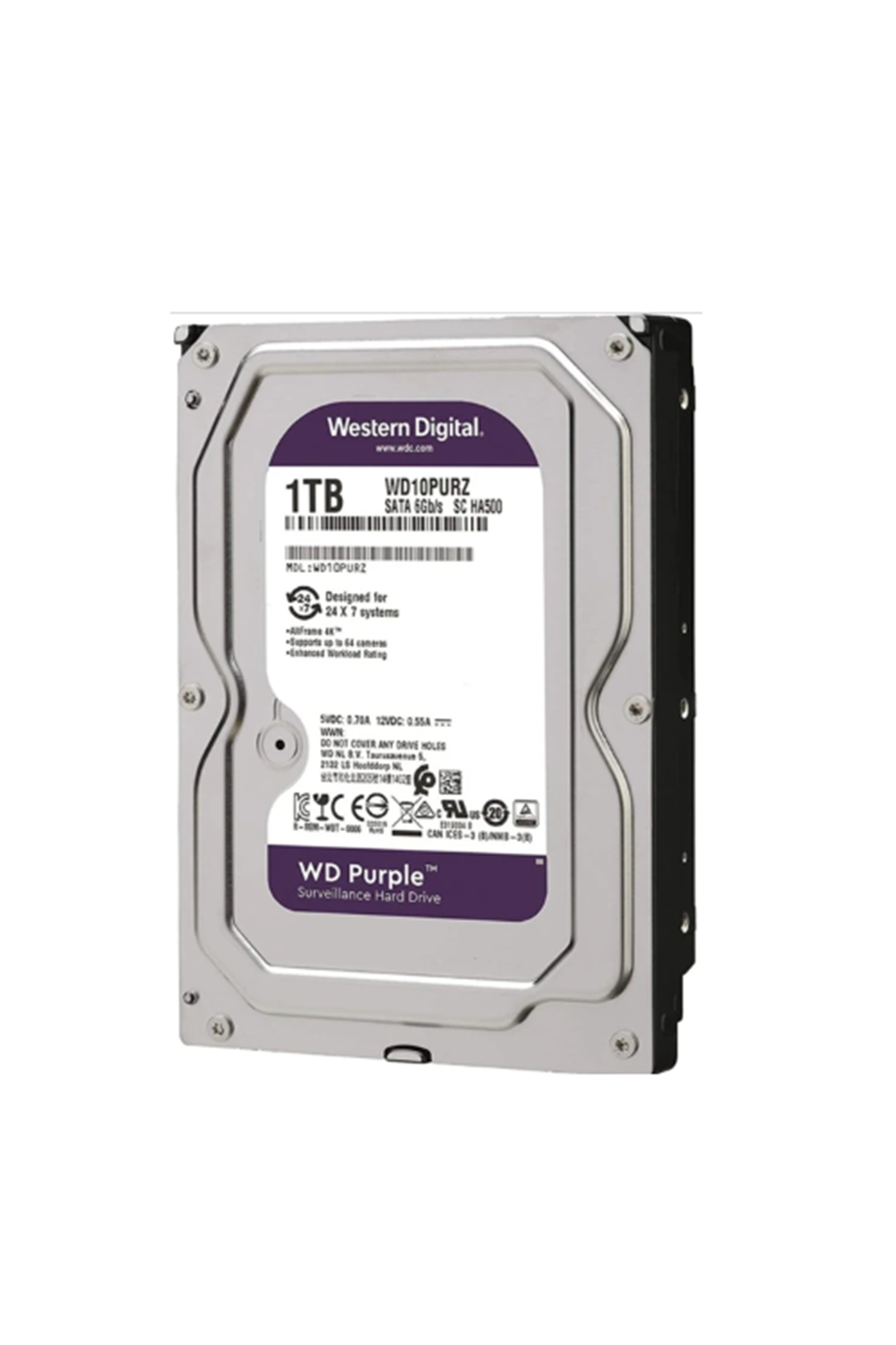 WESTERN DİGİTAL PURPLE WD10PURZ 1TB WD 3.5 SATA3 5400RPM 64MB 7/24 GUVENLIK (3 YIL RESMI DIST GARANTILI)