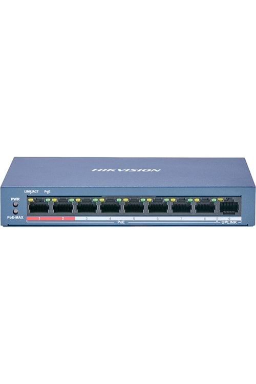 HIKVISION DS-3E0109P-E-M(B) 8 PORT 10-100 YÖNETİLMEZ 1 PORT UPLİNK+8 PORT POE SWİTCH 58W