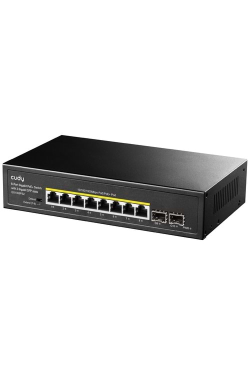 CUDY GS1008PS2 8 Port 10/100/1000 Yönetilemez 2 SFP (1GB) Desktop (8 Port Poe+) 120W Switch