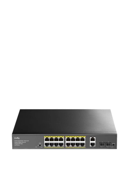 CUDY GS1018PS2 16 Port 10/100/1000 Yönetilemez +2 Port Gb. 2 SFP (1GB) Rack mount (16 Port Poe+) 200W Switch