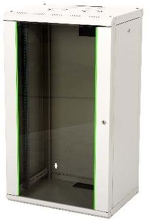 LANDE LN-PR22U6060-BL-121 MONTAJLI 22U W600MM X D600 PROLINE300 SERISI DIKILI TIP KABINET (SIYAH) (ON TEK ACILIM CITALI CAM/C - ARKA TEK ACILIM MENTESELI METAL/G