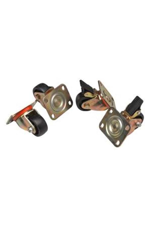 LANDE LN-ZMN-TKR-5525-XX ON MONTAJLI FS TEKERLEK SETI 150 KG/TKR - 1SET:4 ADET / 2 FRENLI / 2 FRENSIZ (PLASTIK)